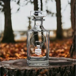 Lightbulb Decanter 26 Oz Bourbon Whisky Glass Idea Customize Premium NEW